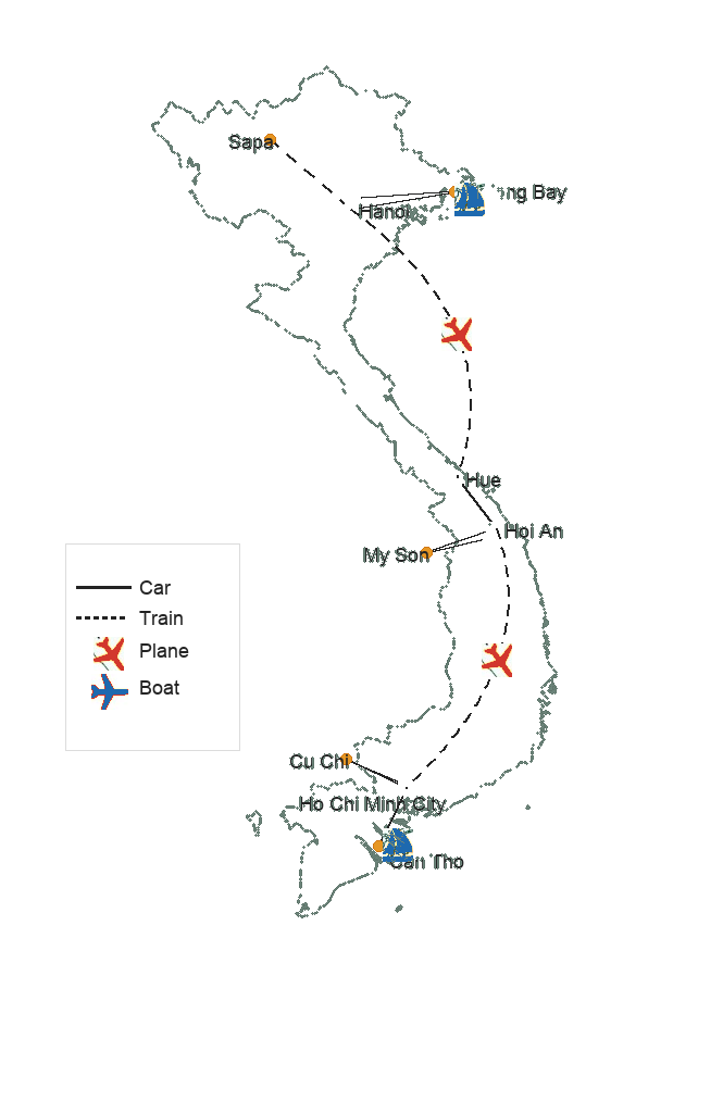 Best of Vietnam route map