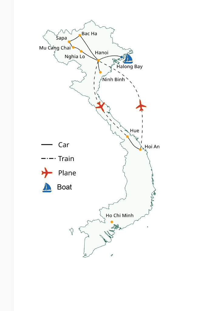 Family voyage across Vietnam route map